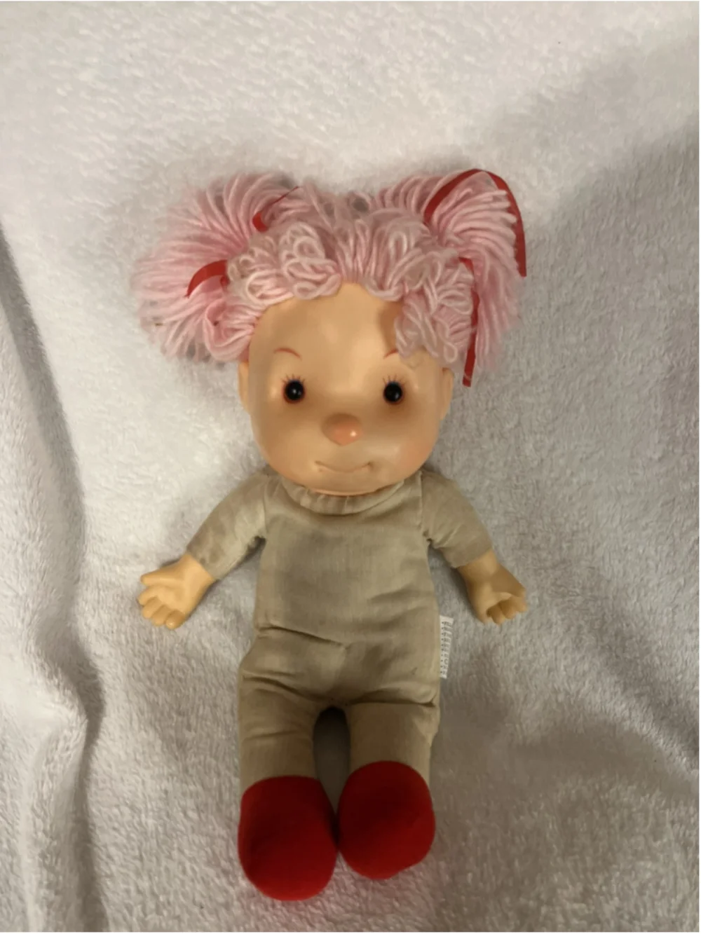Vintage 1980s Komfy Kid Ice Cream Girl Doll Pink Yarn Hair NO OUTFIT SEE